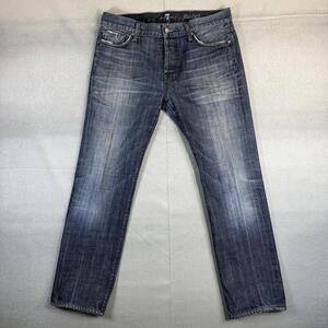 7 For All Mankind Standard Jeans Mens 34x29 Blue Med Wash Straight Leg Denim USA